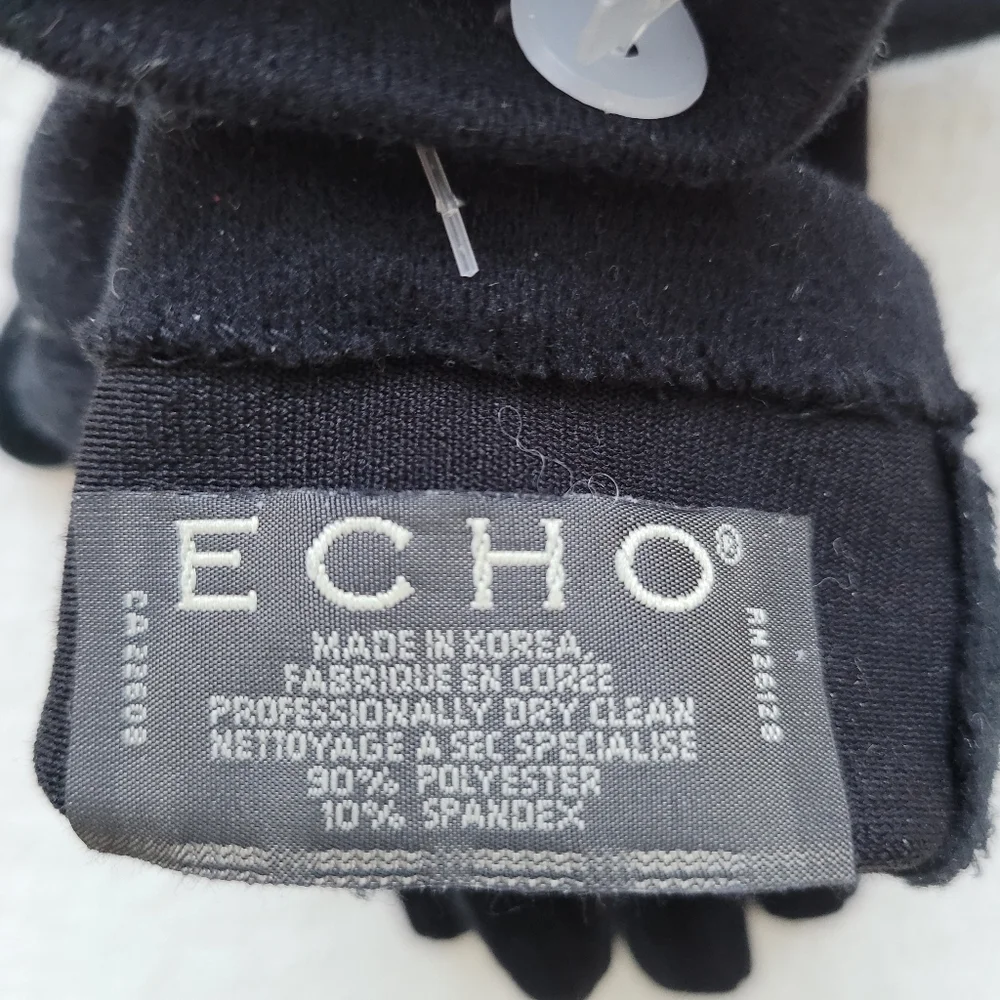 ECHO | Vintage Embroidered Black-on-Black Floral Gloves NEW Small